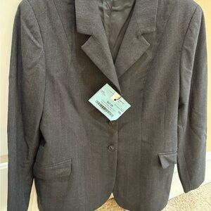 Ovation equestrian brand English hunt show coat Black w/ gray pin ladies 18 Reg